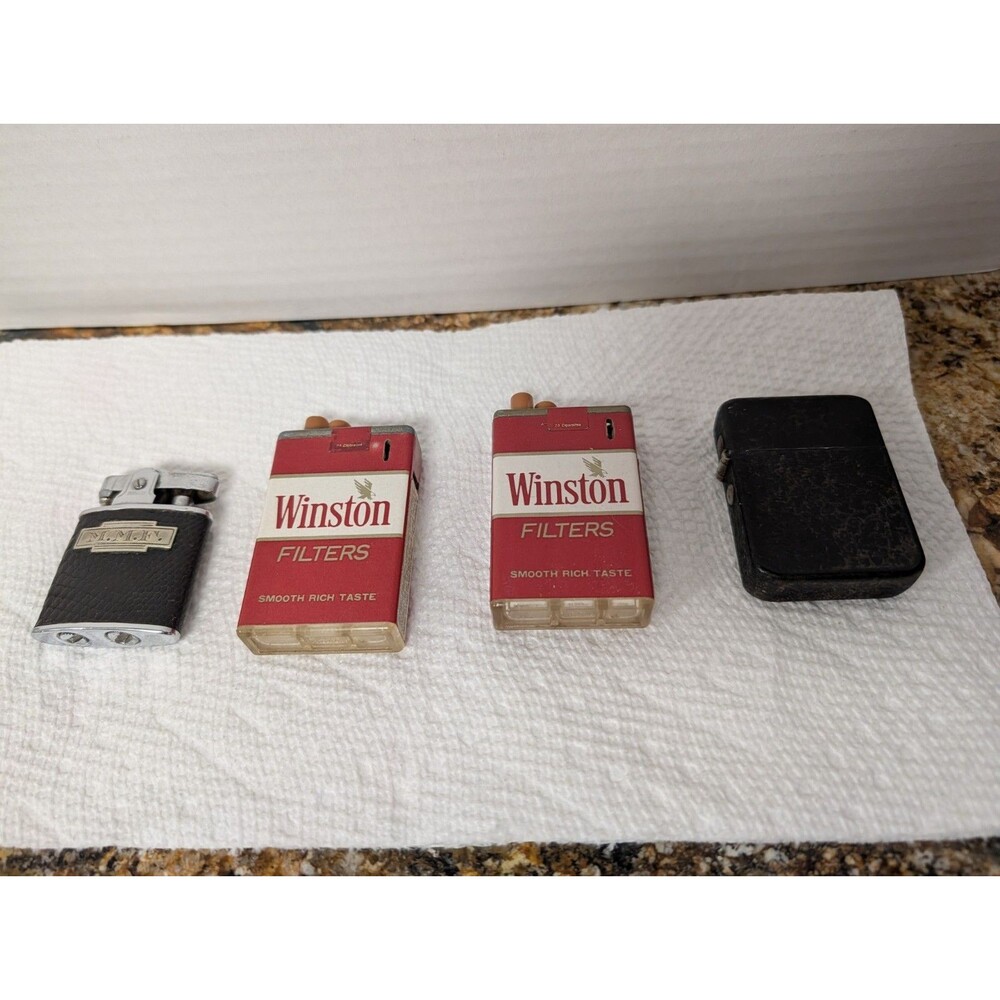 WWII U.S. Matawan "Wind-Master" Black Crackle Finish & Other Vintage Lighters